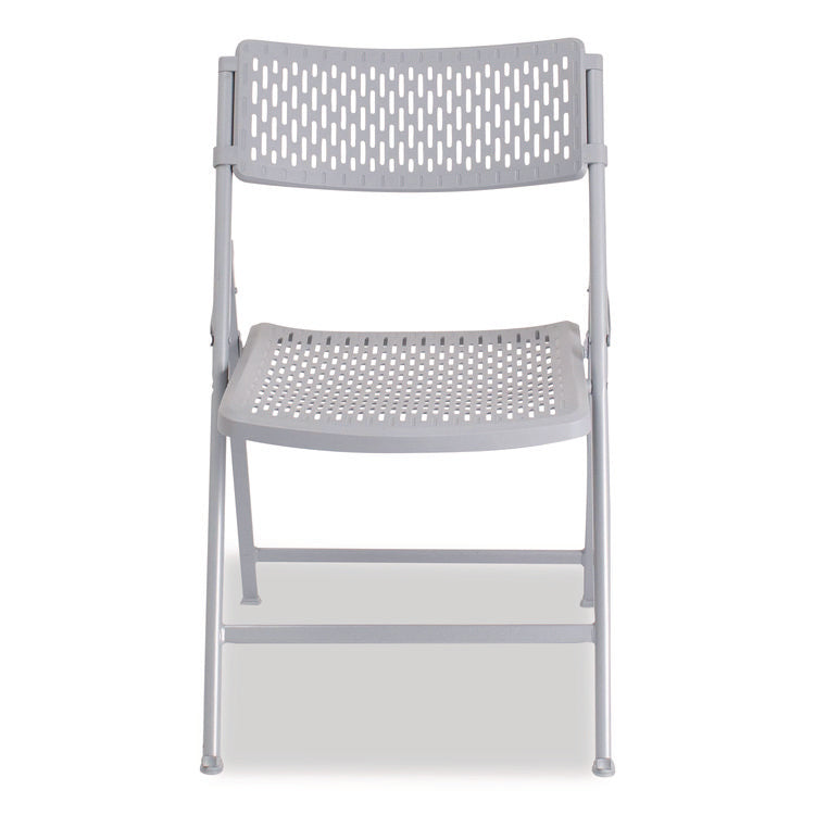 AirFlex Series Premium Polypropylene Folding Chair, Supports 1,000 lbs, 17.25" Seat Height, Platinum Seat/Back/Base, 4/Carton