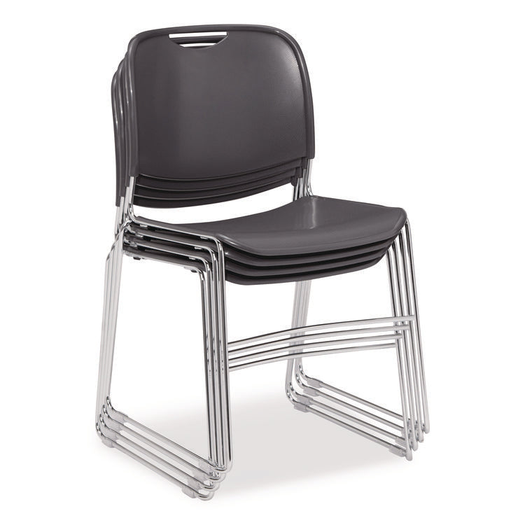 8500 Series Ultra-Compact Plastic Stack Chair, Supports Up to 500 lbs, 17" Seat Height, Gray Seat/Back, Chrome Base, 4/Carton