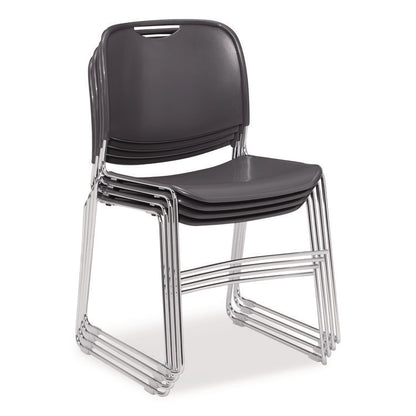 8500 Series Ultra-Compact Plastic Stack Chair, Supports Up to 500 lbs, 17" Seat Height, Gray Seat/Back, Chrome Base, 4/Carton