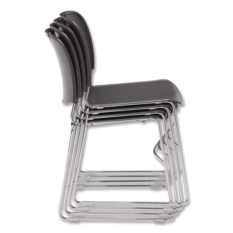 8500 Series Ultra-Compact Plastic Stack Chair, Supports Up to 500 lbs, 17" Seat Height, Gray Seat/Back, Chrome Base, 4/Carton