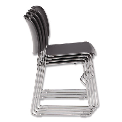 8500 Series Ultra-Compact Plastic Stack Chair, Supports Up to 500 lbs, 17" Seat Height, Gray Seat/Back, Chrome Base, 4/Carton