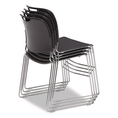 8500 Series Ultra-Compact Plastic Stack Chair, Supports Up to 500 lbs, 17" Seat Height, Gray Seat/Back, Chrome Base, 4/Carton