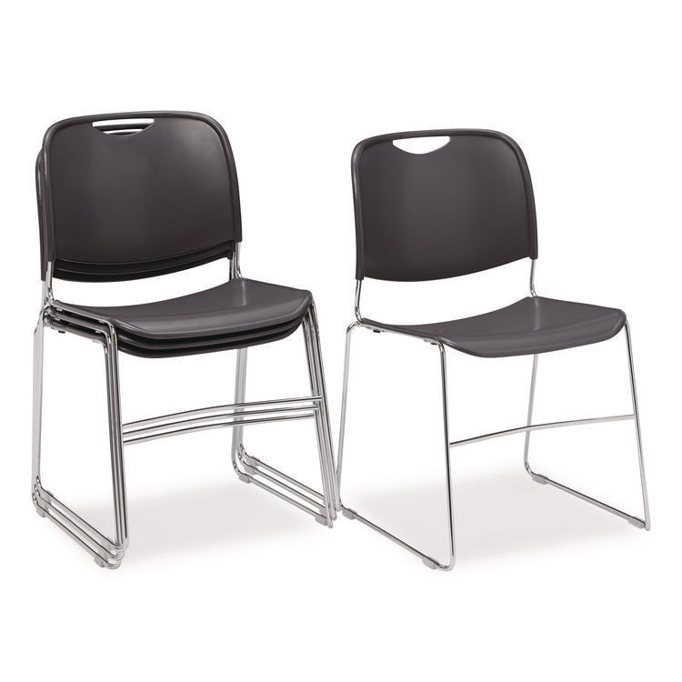 8500 Series Ultra-Compact Plastic Stack Chair, Supports Up to 500 lbs, 17" Seat Height, Gray Seat/Back, Chrome Base, 4/Carton