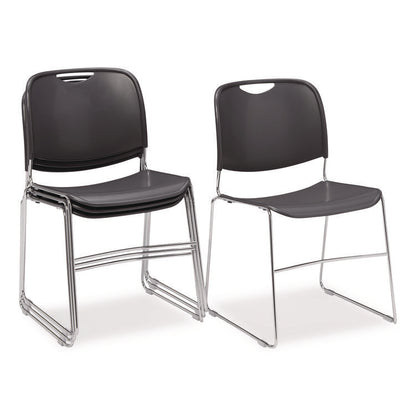 8500 Series Ultra-Compact Plastic Stack Chair, Supports Up to 500 lbs, 17" Seat Height, Gray Seat/Back, Chrome Base, 4/Carton