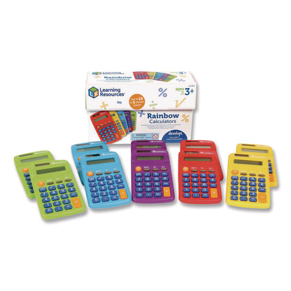 Rainbow Calculators, 8-Digit, LCD, 10 Calculators