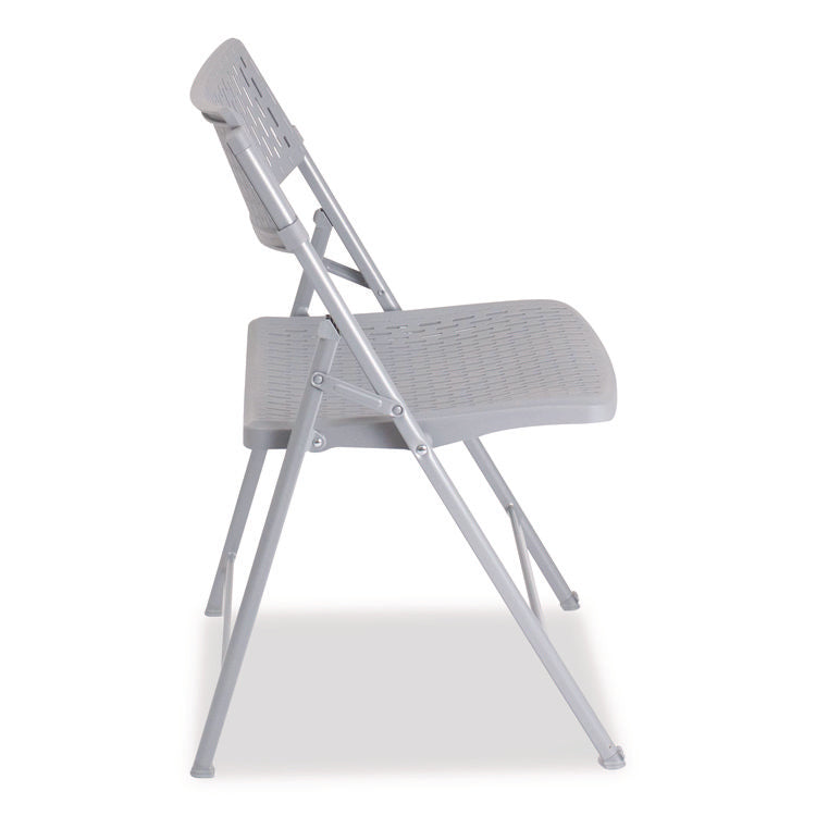 AirFlex Series Premium Polypropylene Folding Chair, Supports 1,000 lbs, 17.25" Seat Height, Platinum Seat/Back/Base, 4/Carton
