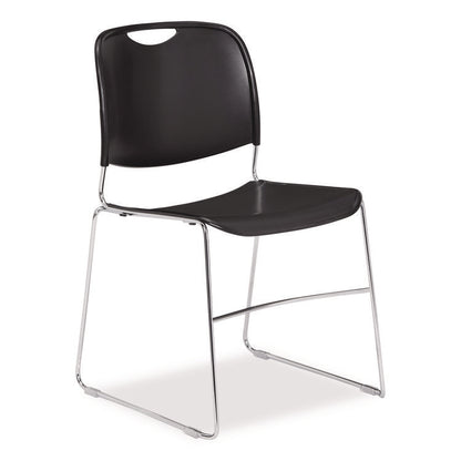 8500 Series Ultra-Compact Plastic Stack Chair, Supports Up to 500 lbs, 17" Seat Height, Black Seat/Back, Chrome Base, 4/CT