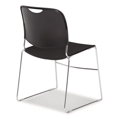 8500 Series Ultra-Compact Plastic Stack Chair, Supports Up to 500 lbs, 17" Seat Height, Black Seat/Back, Chrome Base, 4/CT