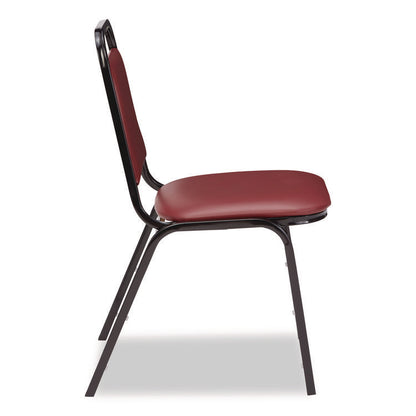 9100 Series Vinyl Upholstered Stack Chair, Supports Up to 300 lbs, 18" Seat Height, Burgundy Seat/Back, Black Base, 4/Carton