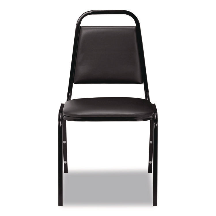 9100 Series Vinyl Upholstered Stack Chair, Supports Up to 300 lbs, 18" Seat Height, Black Seat/Back/Base, 4/Carton
