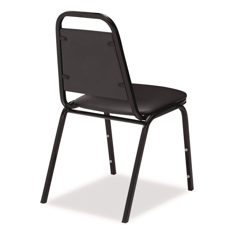 9100 Series Vinyl Upholstered Stack Chair, Supports Up to 300 lbs, 18" Seat Height, Black Seat/Back/Base, 4/Carton