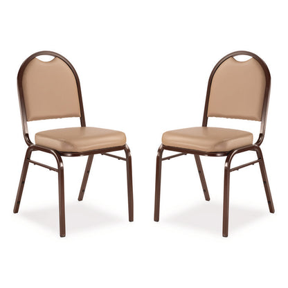 9200 Series Premium Upholstered Stack Chair, Vinyl, Supports 500 lb, 19" Seat Ht, French Beige Seat/Back, Mocha Base, 2/Pack