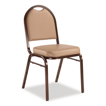9200 Series Premium Upholstered Stack Chair, Vinyl, Supports 500 lb, 19" Seat Ht, French Beige Seat/Back, Mocha Base, 2/Pack