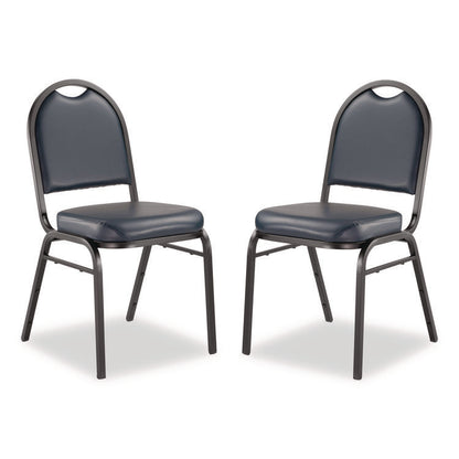 9200 Series Premium Upholstered Stack Chair, Vinyl, Supports 500 lb, 19" Seat Ht, Midnight Blue Seat/Back, Black Base,2/Pack