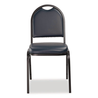 9200 Series Premium Upholstered Stack Chair, Vinyl, Supports 500 lb, 19" Seat Ht, Midnight Blue Seat/Back, Black Base,2/Pack