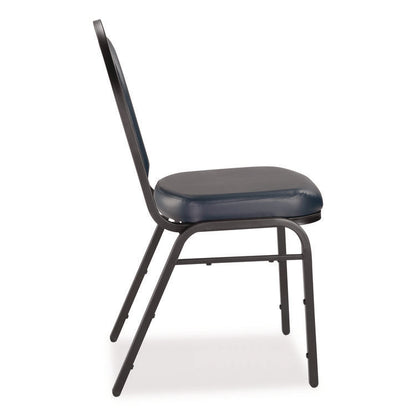 9200 Series Premium Upholstered Stack Chair, Vinyl, Supports 500 lb, 19" Seat Ht, Midnight Blue Seat/Back, Black Base,2/Pack