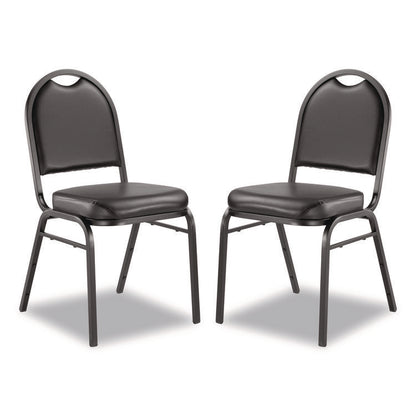 9200 Series Premium Upholstered Stack Chair, Vinyl, Supports Up to 500 lb, 19" Seat Height, Black Seat/Back, Black Base, 2/PK