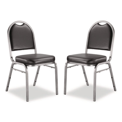 9200 Series Premium Upholstered Stack Chair, Vinyl, Supports Up to 500 lb,19" Seat Height, Black Seat/Back, Silver Base, 2/PK