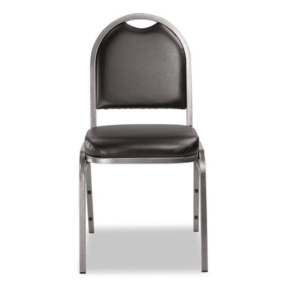 9200 Series Premium Upholstered Stack Chair, Vinyl, Supports Up to 500 lb,19" Seat Height, Black Seat/Back, Silver Base, 2/PK