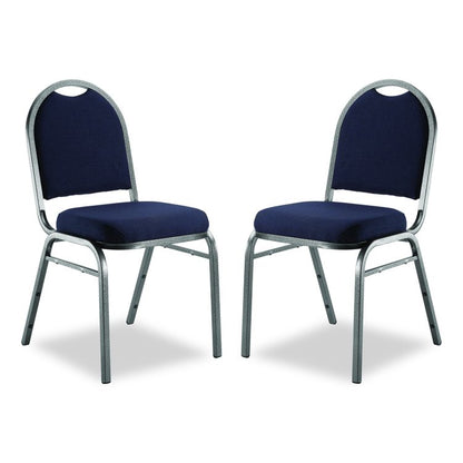 9200 Series Premium Upholstered Stack Chair, Fabric, Supports 500 lb, 19" Seat Ht, Midnight Blue Seat/Back, Silver Base, 2/PK