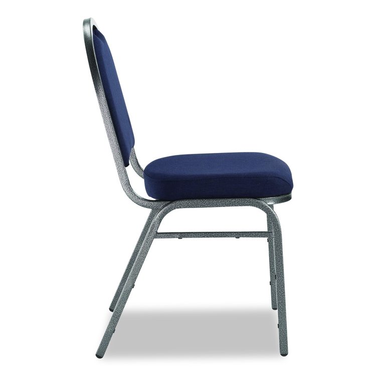 9200 Series Premium Upholstered Stack Chair, Fabric, Supports 500 lb, 19" Seat Ht, Midnight Blue Seat/Back, Silver Base, 2/PK