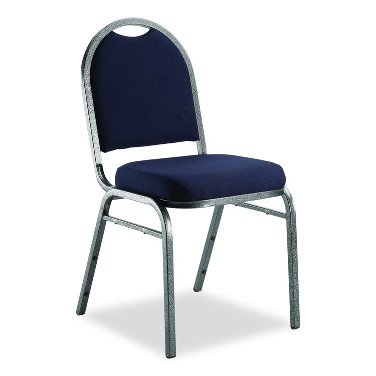 9200 Series Premium Upholstered Stack Chair, Fabric, Supports 500 lb, 19" Seat Ht, Midnight Blue Seat/Back, Silver Base, 2/PK