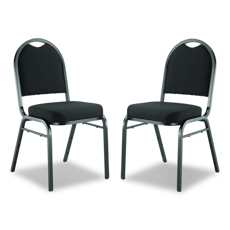 9200 Series Premium Upholstered Stack Chair, Fabric, Supports 500 lb,19" Seat Height, Ebony Black Seat/Back, Black Base, 2/PK