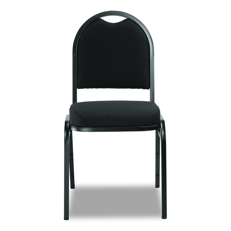 9200 Series Premium Upholstered Stack Chair, Fabric, Supports 500 lb,19" Seat Height, Ebony Black Seat/Back, Black Base, 2/PK