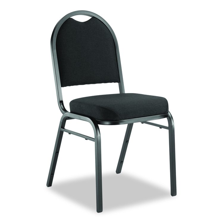 9200 Series Premium Upholstered Stack Chair, Fabric, Supports 500 lb,19" Seat Height, Ebony Black Seat/Back, Black Base, 2/PK