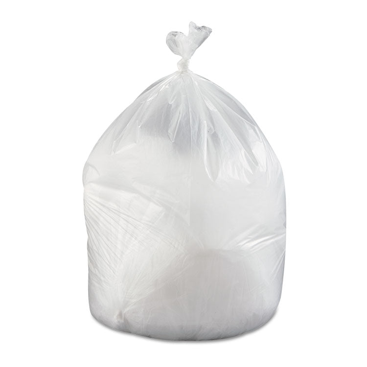 High-Density Commercial Can Liner Value Pack, 60 gal, 19 mic, 38" x 58", Clear, Interleaved Roll, 25 Bags/Roll, 6 Rolls/CT