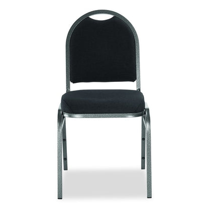 9200 Series Premium Upholstered Stack Chair, Fabric, Supports 500 lb, 19" Seat Ht, Ebony Black Seat/Back, Silver Base, 2/PK
