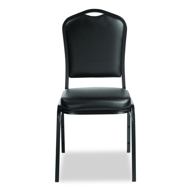 9300 Series Deluxe Upholstered Stack Chair, Vinyl, Supports Up to 500 lb, 19" Seat Height, Black Seat/Back/Base, 2/Pack