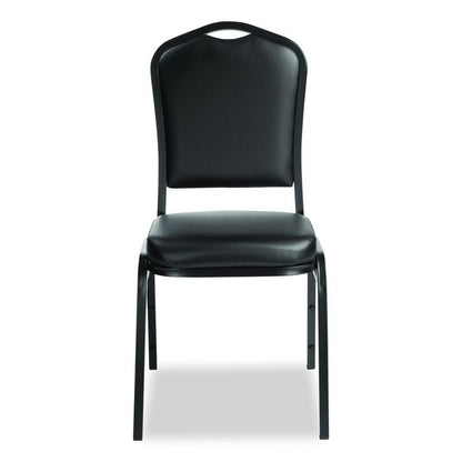 9300 Series Deluxe Upholstered Stack Chair, Vinyl, Supports Up to 500 lb, 19" Seat Height, Black Seat/Back/Base, 2/Pack