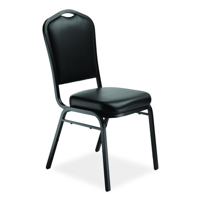 9300 Series Deluxe Upholstered Stack Chair, Vinyl, Supports Up to 500 lb, 19" Seat Height, Black Seat/Back/Base, 2/Pack
