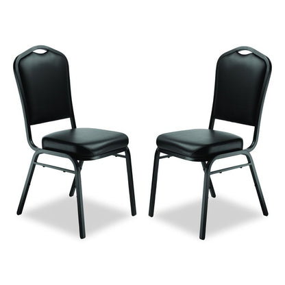 9300 Series Deluxe Upholstered Stack Chair, Vinyl, Supports Up to 500 lb, 19" Seat Height, Black Seat/Back/Base, 2/Pack
