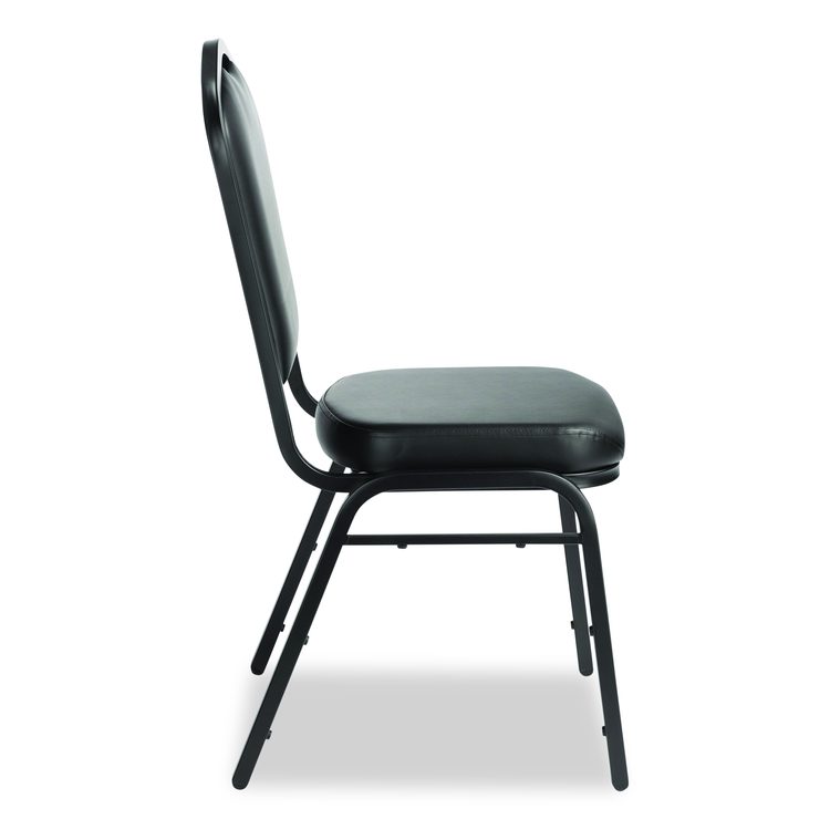 9300 Series Deluxe Upholstered Stack Chair, Vinyl, Supports Up to 500 lb, 19" Seat Height, Black Seat/Back/Base, 2/Pack