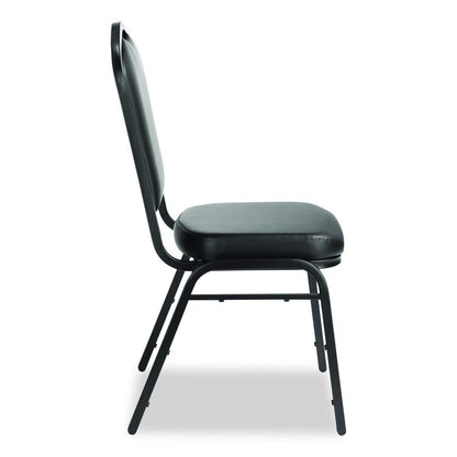 9300 Series Deluxe Upholstered Stack Chair, Vinyl, Supports Up to 500 lb, 19" Seat Height, Black Seat/Back/Base, 2/Pack