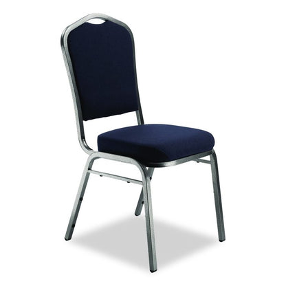 9300 Series Deluxe Upholstered Stack Chair, Fabric, Supports 500 lb, 19" Seat Ht, Midnight Blue Seat/Back, Silver Base, 2/PK