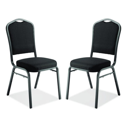 9300 Series Deluxe Upholstered Stack Chair, Fabric, Supports 500 lb, 19" Seat Height, Ebony Black Seat/Back, Black Base, 2/PK