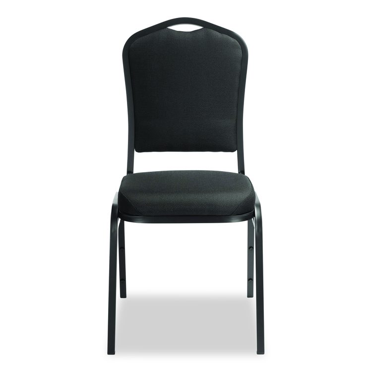 9300 Series Deluxe Upholstered Stack Chair, Fabric, Supports 500 lb, 19" Seat Height, Ebony Black Seat/Back, Black Base, 2/PK