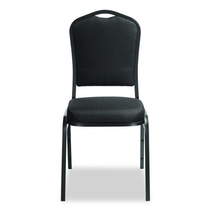 9300 Series Deluxe Upholstered Stack Chair, Fabric, Supports 500 lb, 19" Seat Height, Ebony Black Seat/Back, Black Base, 2/PK