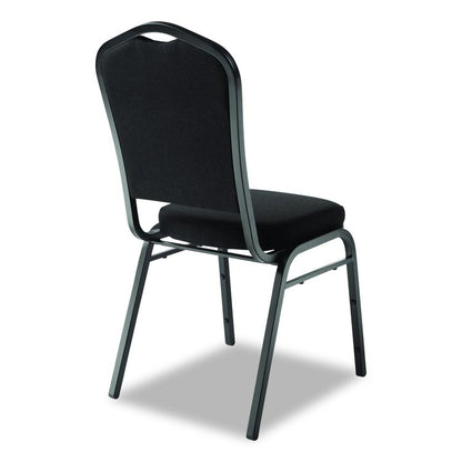9300 Series Deluxe Upholstered Stack Chair, Fabric, Supports 500 lb, 19" Seat Height, Ebony Black Seat/Back, Black Base, 2/PK