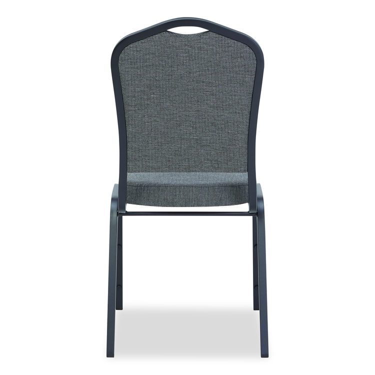9300 Series Deluxe Upholstered Stack Chair, Fabric, Supports 500 lb,19" Seat Ht, Nat Graystone Seat/Back, Black Base, 2/PK