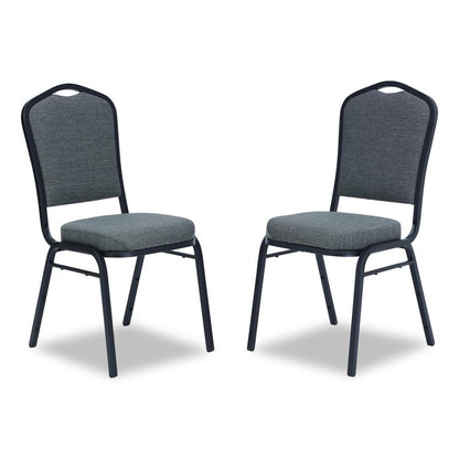 9300 Series Deluxe Upholstered Stack Chair, Fabric, Supports 500 lb,19" Seat Ht, Nat Graystone Seat/Back, Black Base, 2/PK