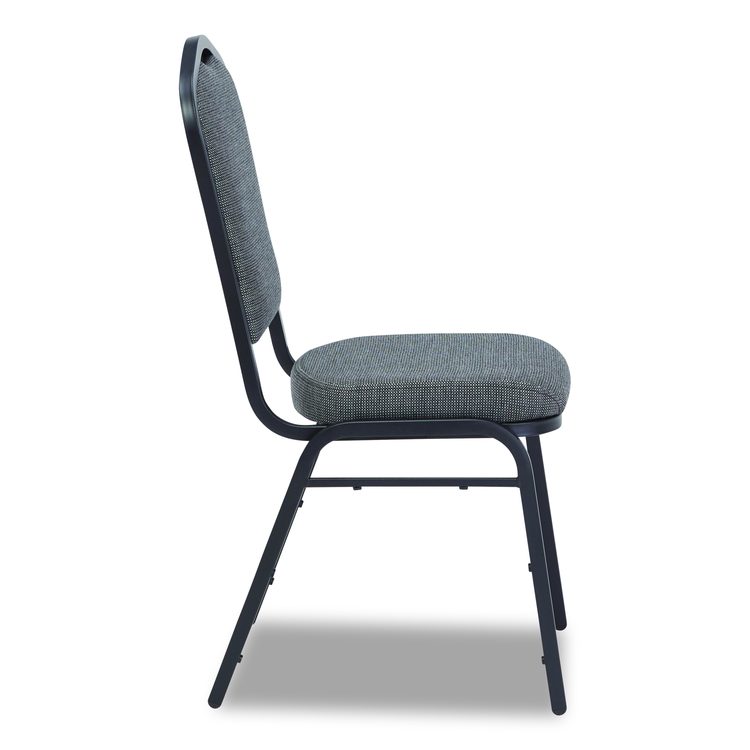 9300 Series Deluxe Upholstered Stack Chair, Fabric, Supports 500 lb,19" Seat Ht, Nat Graystone Seat/Back, Black Base, 2/PK