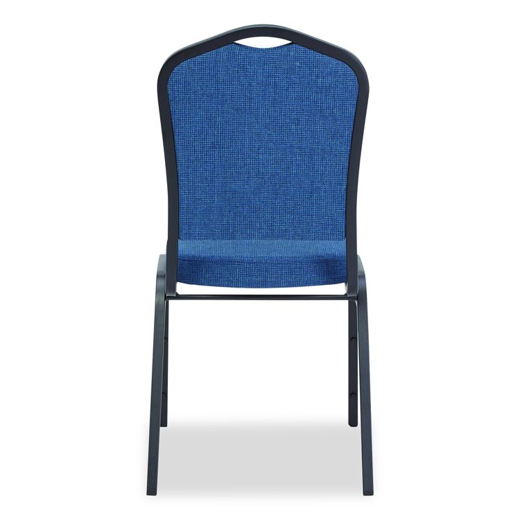 9300 Series Deluxe Upholstered Stack Chair, Fabric, Supports 500 lb, 19" Seat Ht, Natural Blue Seat/Back, Black Base, 2/Pack