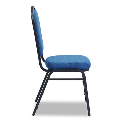 9300 Series Deluxe Upholstered Stack Chair, Fabric, Supports 500 lb, 19" Seat Ht, Natural Blue Seat/Back, Black Base, 2/Pack