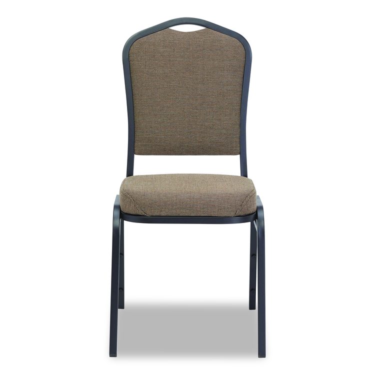 9300 Series Deluxe Upholstered Stack Chair, Fabric, Supports 500 lb, 19" Seat Ht, Natural Taupe Seat/Back, Black Base, 2/Pack