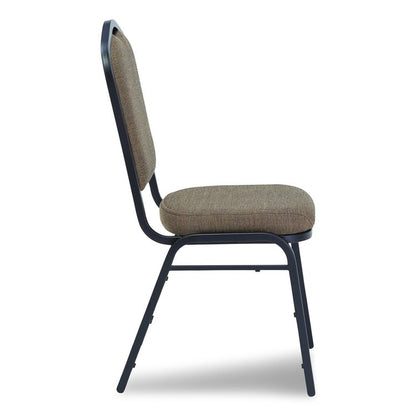 9300 Series Deluxe Upholstered Stack Chair, Fabric, Supports 500 lb, 19" Seat Ht, Natural Taupe Seat/Back, Black Base, 2/Pack