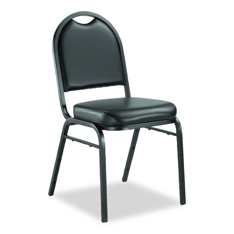 9200 Series Premium Upholstered Stack Chair, Vinyl, Supports Up to 500 lb, 19" Seat Height, Black Seat/Back, Black Base, 2/PK